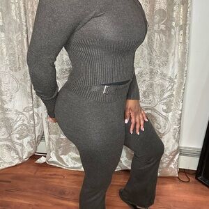 Women's Gray Knit Jumpsuit